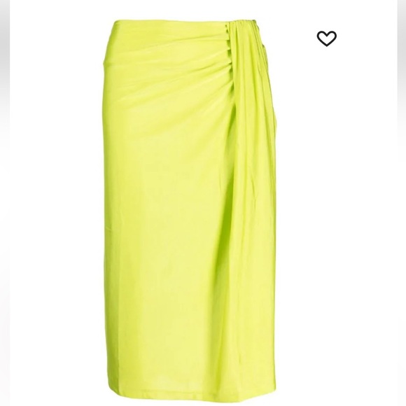 STINE GOYA- draped design mid length skirt - small- neon green - Picture 1 of 7